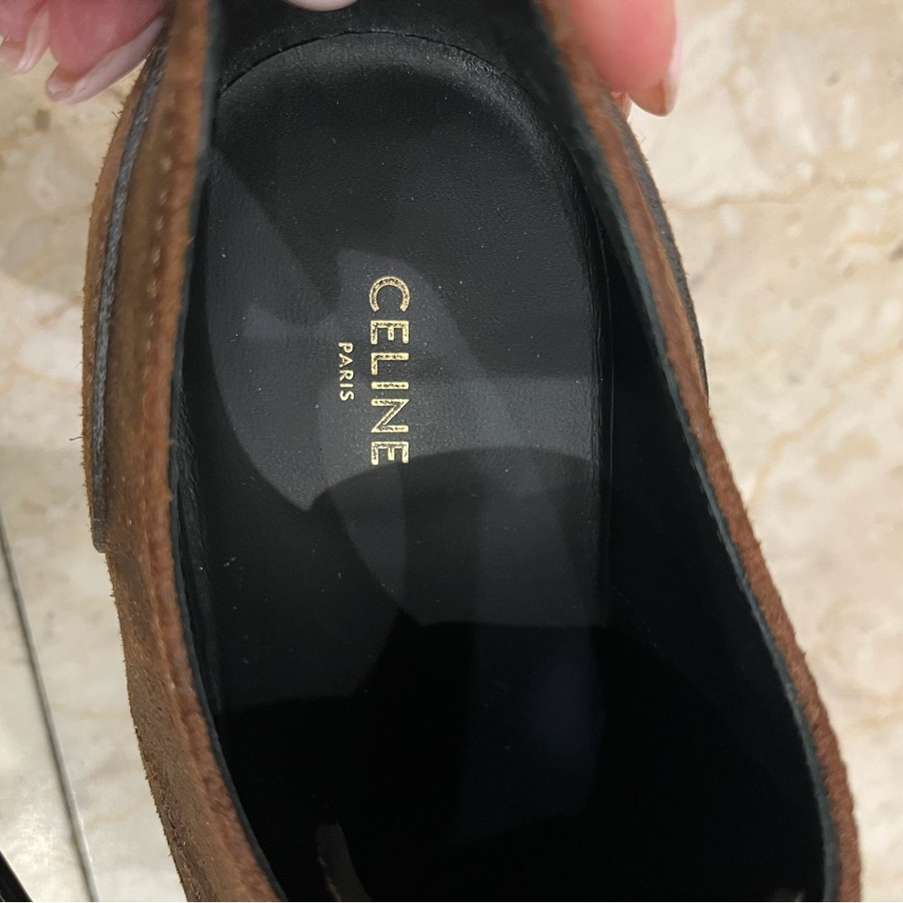 CELINE TRIOMPHE DERBIE Boots, Waxed Suede Shoes Women’s Sz 39 / 8.5 US - Picture 6 of 13
